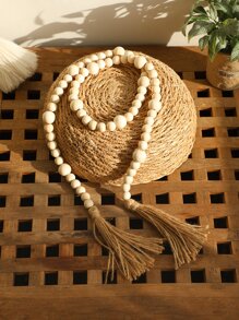 1pc Bead & Tassel Decor Decoration Craft Best Gifts - Khaki - View 1