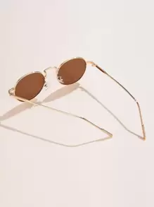 1pc Women's Metal Round Small Frame Elegant Vintage Fashion Luxury Casual Fashion Glasses, Suitable For Everyday, Vacation And Travel Wear Halloween For Summer Beach Vacation,Outdoor,Travel - Coffee Brown - View 4