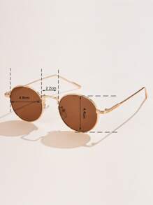 1pc Women's Metal Round Small Frame Elegant Vintage Fashion Luxury Casual Fashion Glasses, Suitable For Everyday, Vacation And Travel Wear Halloween For Summer Beach Vacation,Outdoor,Travel - Coffee Brown - View 5
