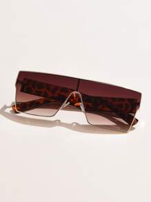 1pc Women's Large Frame Metal Rimless Square Fashionable Glasses For Daily Wear