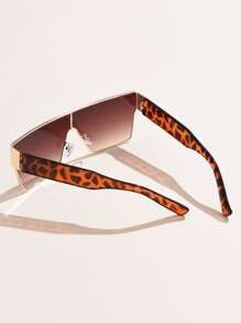 1pc Women's Large Frame Metal Rimless Square Fashionable Glasses For Daily Wear