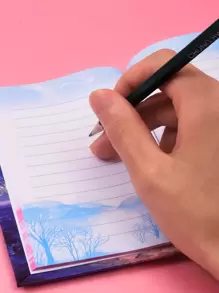 1入組鏤空月亮設計鎖筆記本 - 彩色 - 查看 2