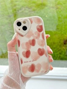 1pc Tpu & Leather Heart Flower Design Printed Phone Case Compatible With Iphone 11/12/13/14/15/15pro/15plus/15promax - Multicolor - View 2