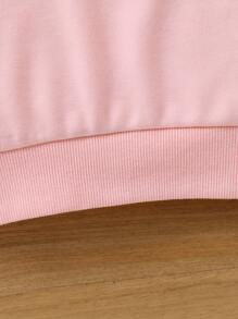 SHEIN 年輕女孩格子心形繡花套頭衫 - 淺粉色 - 查看 5