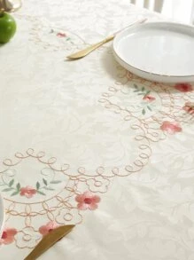 Floral Embroidered Tablecloth - Multicolor - View 5