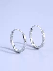 Bông tai thiết kế dạng xoắn - Bạc - Xem 1