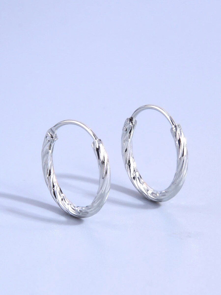 Bông tai thiết kế dạng xoắn - Bạc - Xem 1