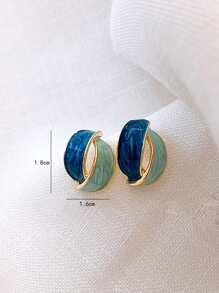 雙色幾何耳墜 - 彩色 - 查看 3