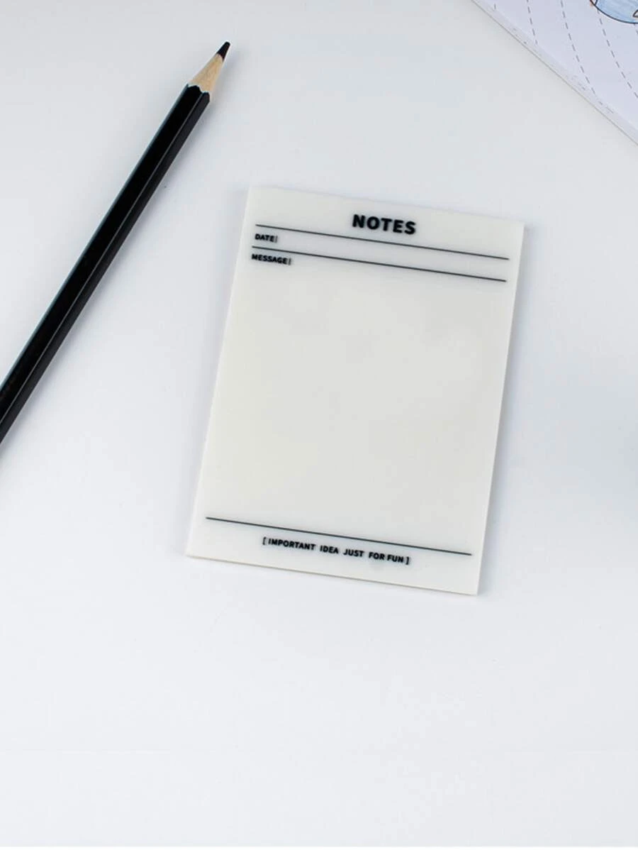 1pc Letter Graphic Waterproof Sticky Note - Clear - View 1