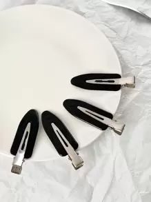 4pcs Two Tone Hair Clip Street - Black - View 2