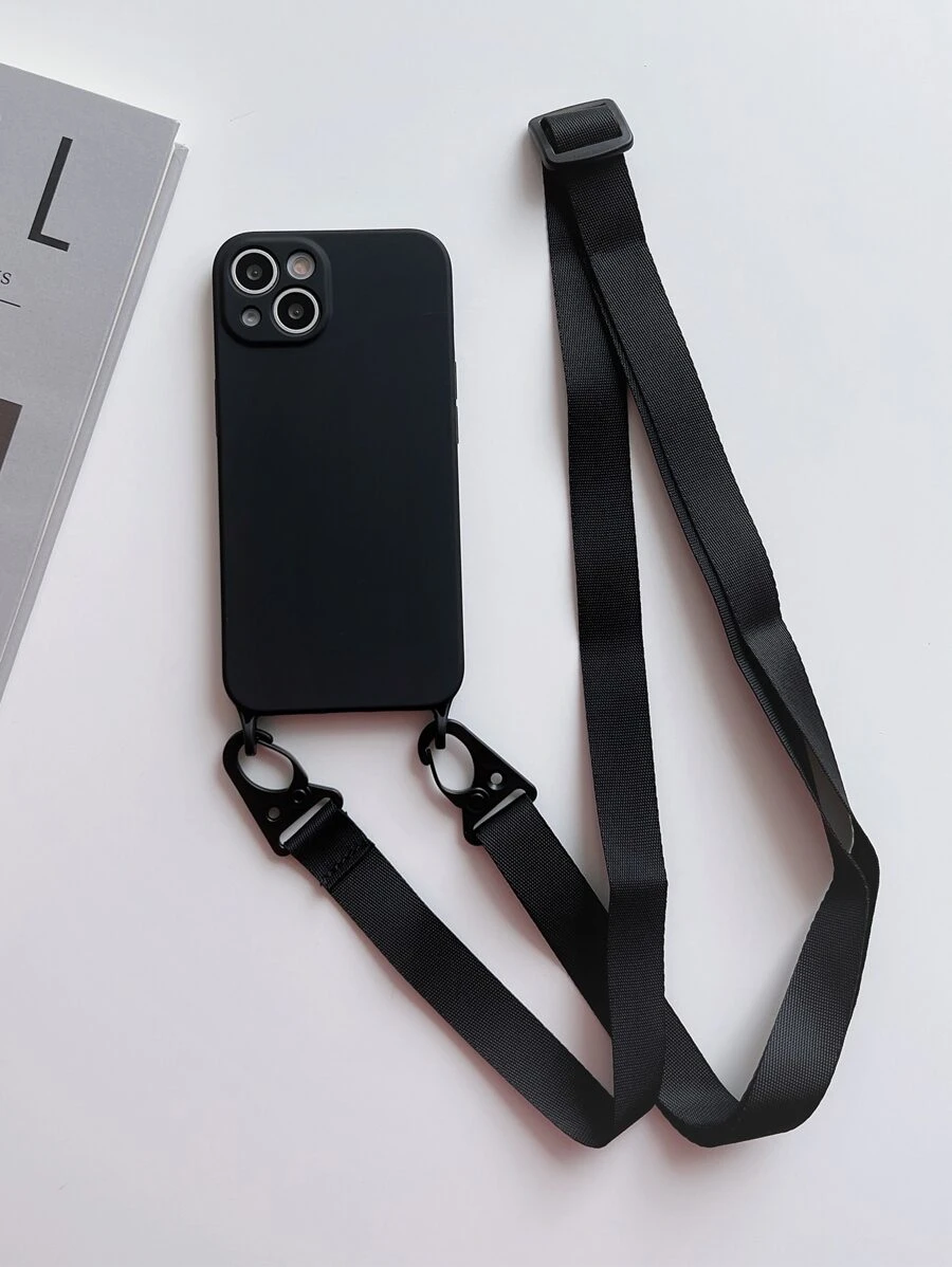 vỏ điện thoại màu đặc có dây buộc - màu đen - Xem 1