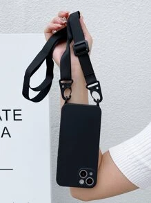 vỏ điện thoại màu đặc có dây buộc - màu đen - Xem 3