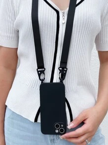 vỏ điện thoại màu đặc có dây buộc - màu đen - Xem 4