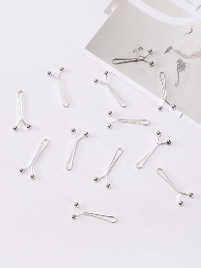 12pcs Ball Decor Scarf Clip, Versatile, And Stylish, Fixed Pins Scarf Hijab Clips Brooch