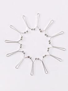 12pcs Ball Decor Scarf Clip, Versatile, And Stylish, Fixed Pins Scarf Hijab Clips Brooch - Silver - View 2