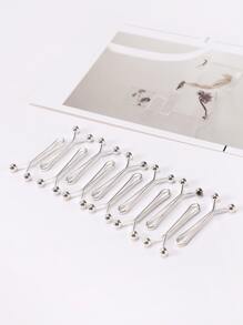 12pcs Ball Decor Scarf Clip, Versatile, And Stylish, Fixed Pins Scarf Hijab Clips Brooch - Silver - View 3