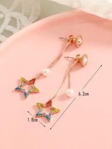 1 Pair Bohemian Rainbow Star Pearl Pendant Earrings