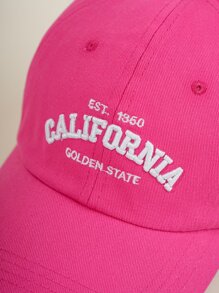 1件女士字母刺繡棒球帽，適合戶外運動或旅行 - 玫紅色 - 查看 4