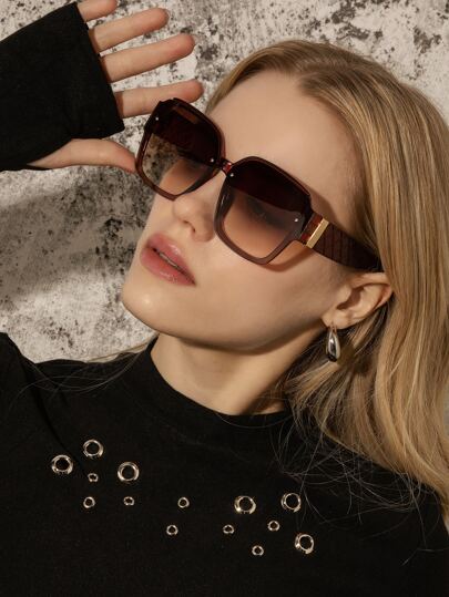 1 pieza de moda cuadradas degradadas de gran tamaño con marco vintage, clásicas y casuales, accesorios de playa de vacaciones, al aire libre y de viaje para mujeres