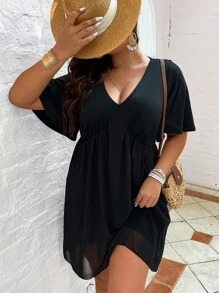 SHEIN Unity 大碼蝴蝶袖洋裝