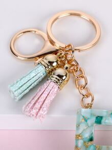 Letter & Tassel Charm Keychain - Multicolor - View 3