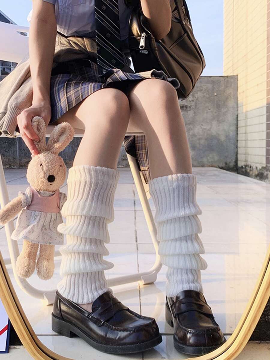 Solid Leg Warmers - White - View 1