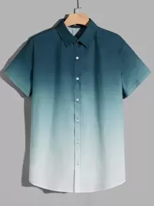 Manfinity RebelGame Men Ombre Button Front Shirt - Multicolor - View 1