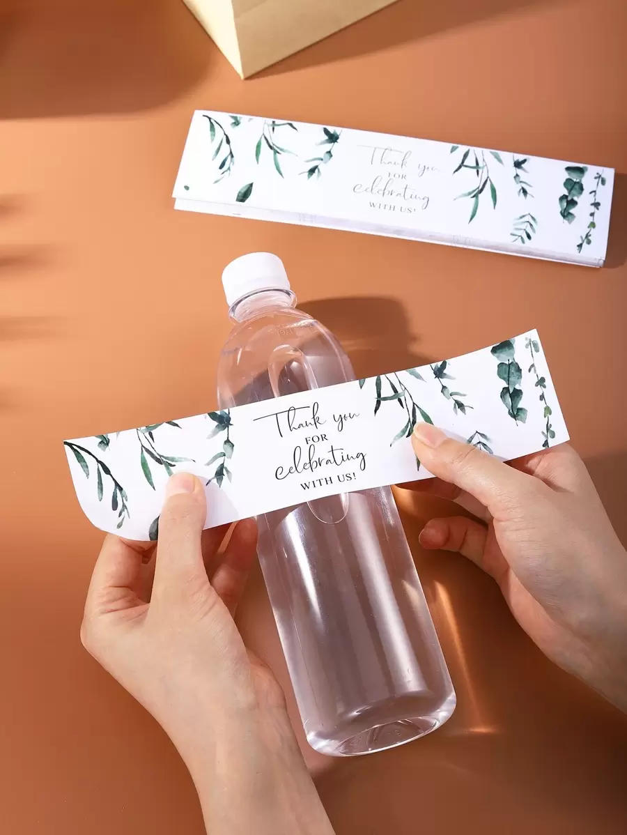 30 piezas de pegatinas de regalo con gráficos de plantas y eslóganes, envoltura de botella de papel para decoración de fiestas, Vuelta al cole, Día de San Valentín - Multicolor - Ver 1