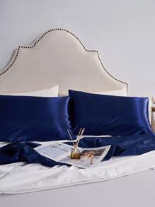 2入組純色枕套，超柔軟聚酯纖維舒適信封式枕套，適合所有季節 - 寶藍色 - 查看 1