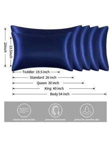 2入組純色枕套，超柔軟聚酯纖維舒適信封式枕套，適合所有季節 - 寶藍色 - 查看 2