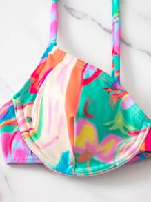 Graffiti Underwire Bikini For Summer Beach - Multicolor - View 4