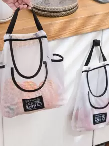 1入組標語貼布裝飾懸掛網紗食物儲存袋