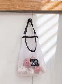 1入組標語貼布裝飾懸掛網紗食物儲存袋