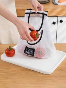 1入組標語貼布裝飾懸掛網紗食物儲存袋