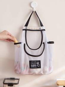 1入組標語貼布裝飾懸掛網紗食物儲存袋