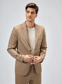 Manfinity Men Single Breasted Flap Detail Blazer - Khaki - View 1