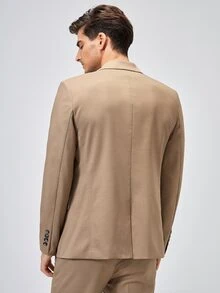 Manfinity Men Single Breasted Flap Detail Blazer - Khaki - View 2