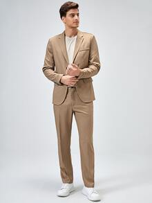 Manfinity Men Single Breasted Flap Detail Blazer - Khaki - View 4