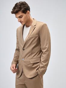 Manfinity Men Single Breasted Flap Detail Blazer - Khaki - View 7