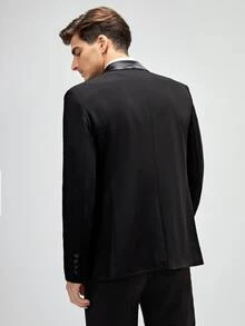 Manfinity Men Shawl Collar Single Breasted Blazer - Black - View 2