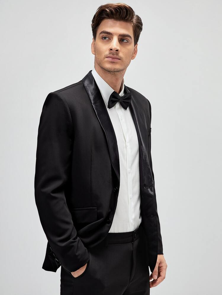 Manfinity Men Shawl Collar Single Breasted Blazer - Black - View 3