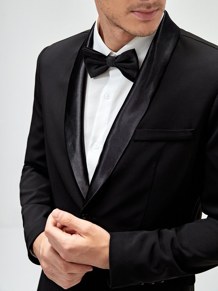 Manfinity Men Shawl Collar Single Breasted Blazer - Black - View 5