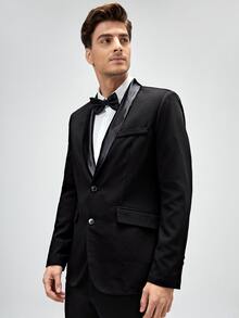 Manfinity Men Shawl Collar Single Breasted Blazer - Black - View 7