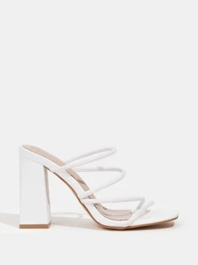 CUCCOO BIZCHIC Woman Shoes Minimalist Chunky Heeled Mule Sandals, Elegant Summer Heeled Sandals For Summer Graduation Heels Prom Heels Vacation Shoes Summer Back To School Shoes College Student Shoes Elegant Basics Business Casual Business Chic Spring Shoes Spring Break Easter