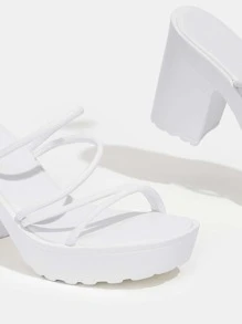 CUCCOO BIZCHIC Women Summer Chunky Heeled Sandals Spring Shoes Spring Break Easter - White - View 3