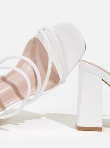 CUCCOO BIZCHIC Woman Shoes Minimalist Chunky Heeled Mule Sandals, Elegant Summer Heeled Sandals For Summer Graduation Heels Prom Heels Vacation Shoes Summer Back To School Shoes College Student Shoes Elegant Basics Business Casual Business Chic Spring Shoes Spring Break Easter