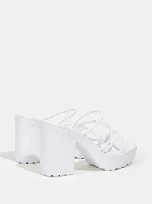 CUCCOO BIZCHIC Women Summer Chunky Heeled Sandals Spring Shoes Spring Break Easter - White - View 5