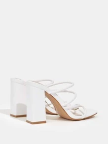 CUCCOO BIZCHIC Woman Shoes Minimalist Chunky Heeled Mule Sandals, Elegant Summer Heeled Sandals For Summer Graduation Heels Prom Heels Vacation Shoes Summer Back To School Shoes College Student Shoes Elegant Basics Business Casual Business Chic Spring Shoes Spring Break Easter
