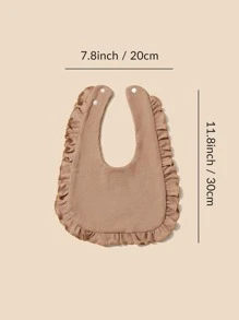 1pc Baby Solid Scallop Trim Decor Bib - Khaki - View 3