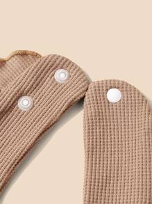 1pc Baby Solid Scallop Trim Decor Bib - Khaki - View 4